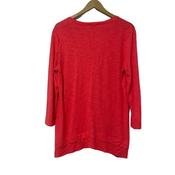 Lilla P Large Hot Pink Asymmetric Hem Tunic Top Relaxed Fit Boho Colorful Preppy - Picture 2 of 6